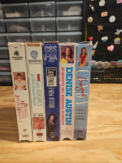Cindy Crawford, Denise Austin, Cher Fitness, Jane Fonda, Shirley MacLaine Fitness / Workout Videos Vhs
