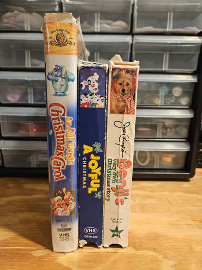 An All Dogs Christmas Carol, A Joyful Christmas, and Benji's very own Christmas Story VHS Set