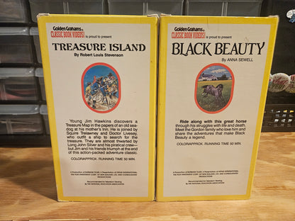 Golden Grahams Classic Book Videos - Treasure Island and Black Beauty VHS set