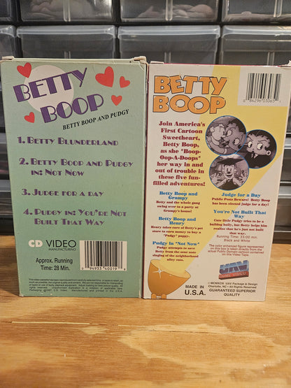 Betty Boop VHS Set of 2: Betty Boop and Pudgy + Betty Boop Vol 2