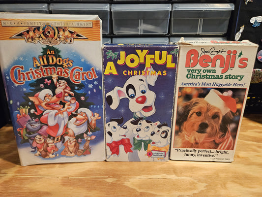 An All Dogs Christmas Carol, A Joyful Christmas, and Benji's very own Christmas Story VHS Set