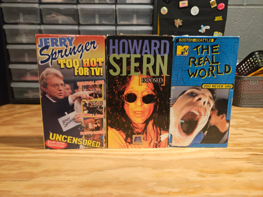 Jerry Springer Too Hot For Tv, Howard Stern, MTV The Real World VHS, Reality TV