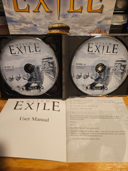 Myst + Myst 3 Exile Vintage CD-ROM Games With Manuals & Strategy Guide Books