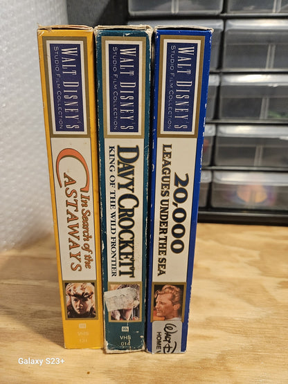 Walt Disney's Studio Film Collection VHS Lot Castaways, Davy Crockett, Leagues 