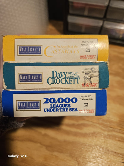 Walt Disney's Studio Film Collection VHS Lot Castaways, Davy Crockett, Leagues 