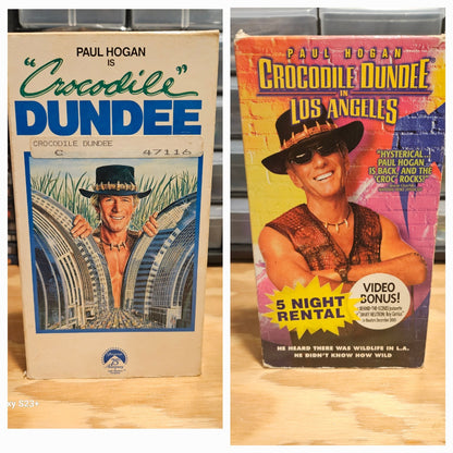Crocodile Dundee & Crocodile Dundee in Los Angeles VHS Set Paul Hogan, Paramount