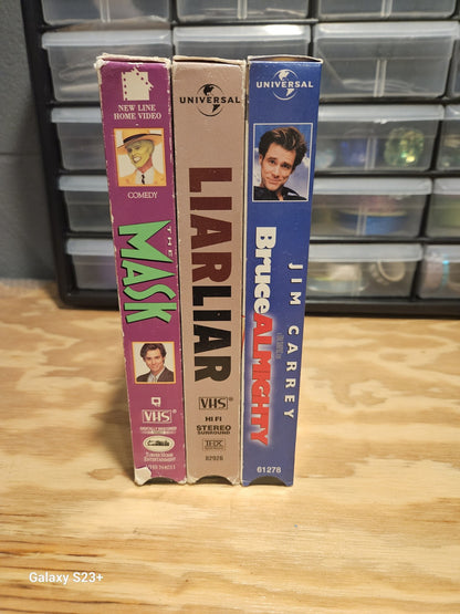 Jim Carey VHS Lot Mask, Liar Liar, Bruce, Ace Ventura, Grinch New Line Universal