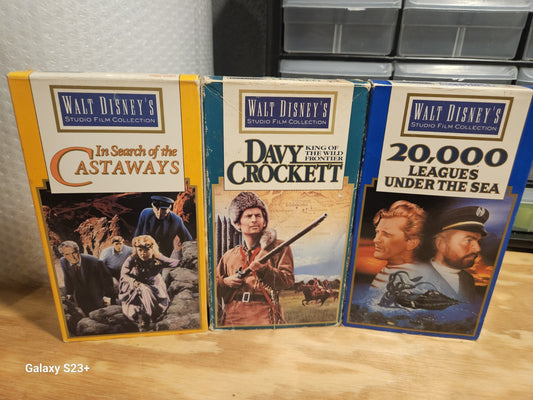 Walt Disney's Studio Film Collection VHS Lot Castaways, Davy Crockett, Leagues 